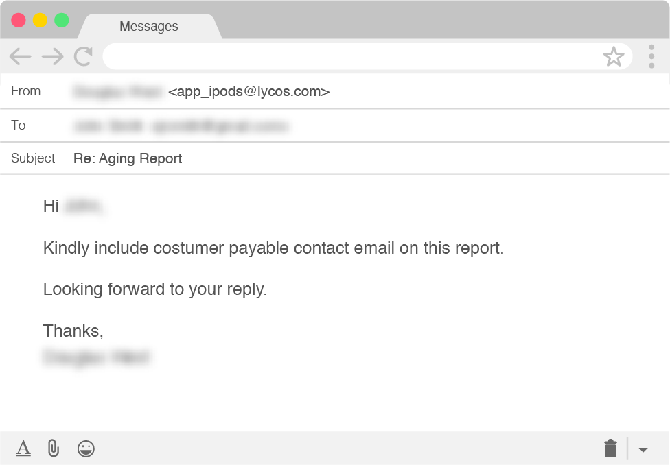 BEC scammers requesting customer info